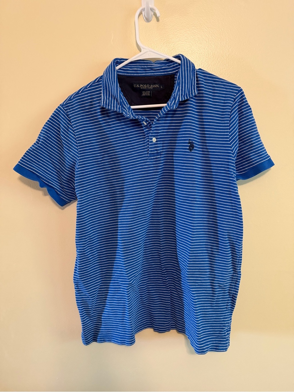 U.S. Polo Assn. Royal Blue and White Striped Polo